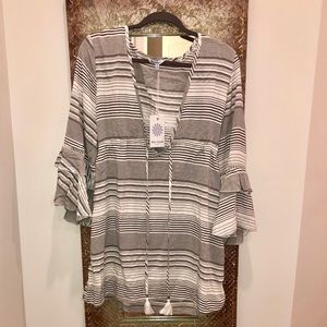 Black and white striped dress